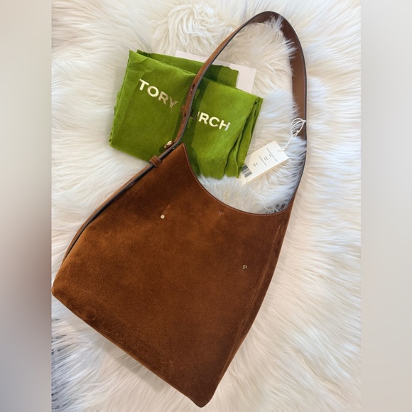 💯 Tory Burch Small Romy Suede Hobo - Picture 7 of 11